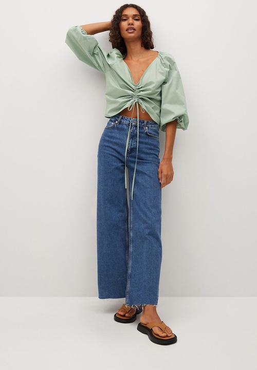 MANGO - Blouse flower - green