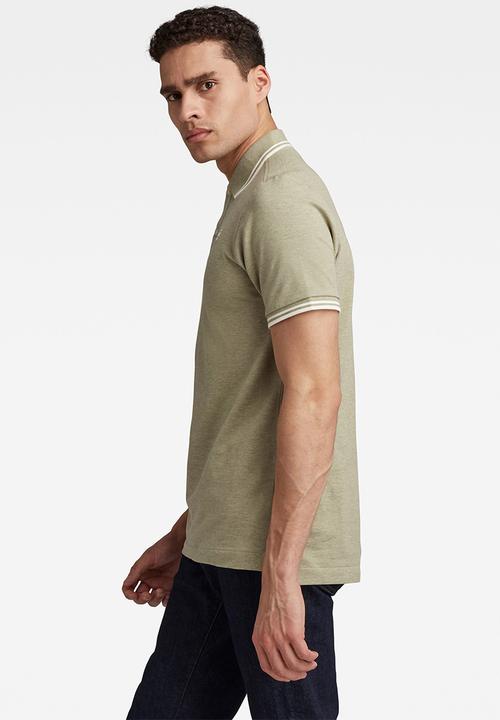 G-STAR - Dunda slim stripe polo - grege green htr