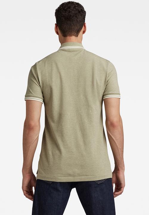 G-STAR - Dunda slim stripe polo - grege green htr