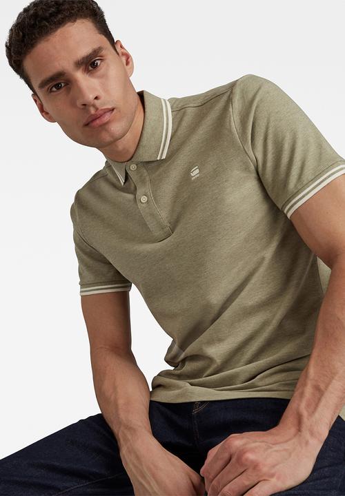 G-STAR - Dunda slim stripe polo - grege green htr