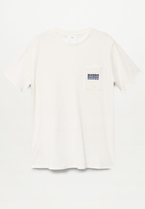 MANGO - Logo pocket short sleeve T-shirt - white