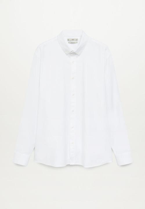 MANGO - Oxford long sleeve shirt - white