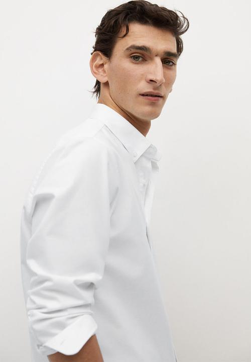MANGO - Oxford long sleeve shirt - white