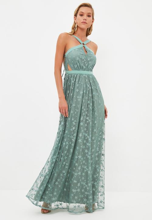 Trendyol - Collar detailed evening dress  - mint