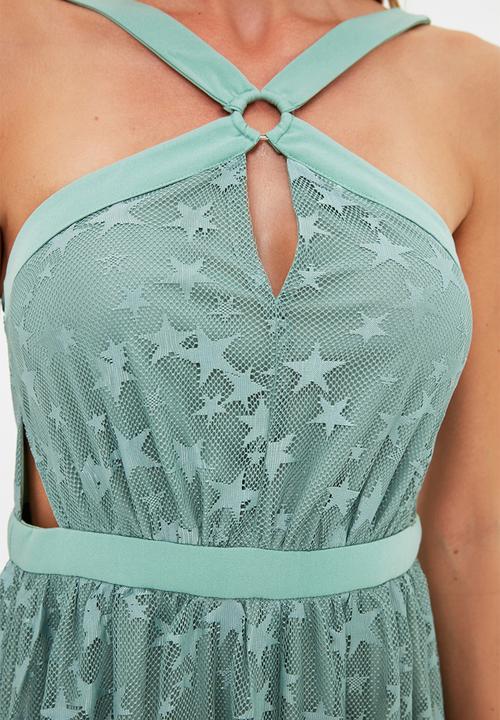 Trendyol - Collar detailed evening dress  - mint
