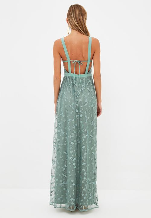 Trendyol - Collar detailed evening dress  - mint