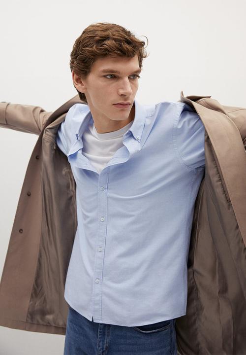 MANGO - Oxford long sleeve shirt - pastel blue