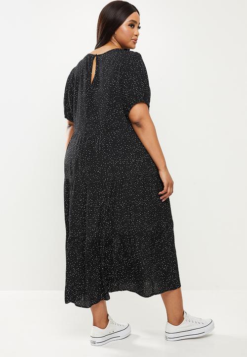 Cotton On - Curve woven leah midi dress - kat spot black