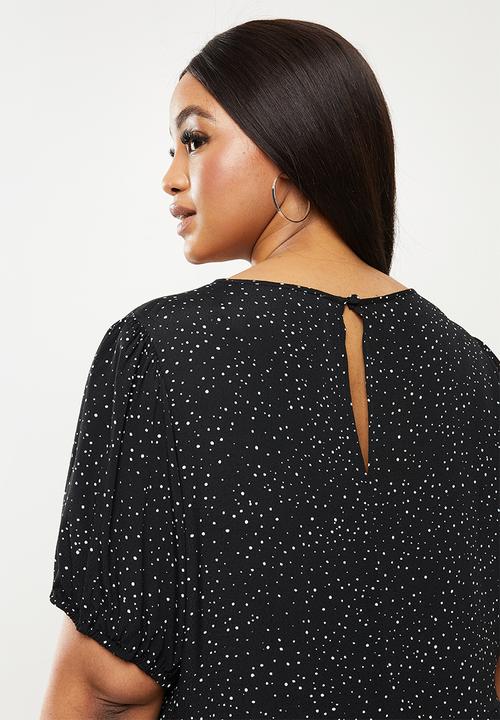 Cotton On - Curve woven leah midi dress - kat spot black