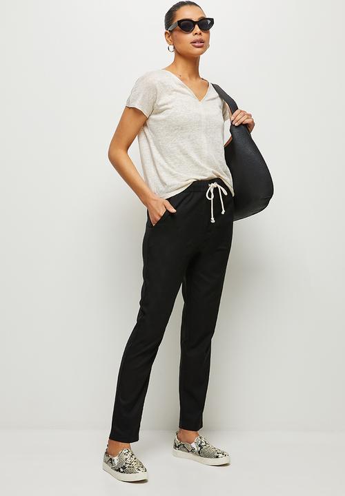 edit - Soft linen jogger - black