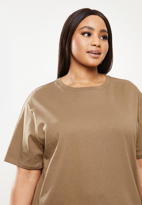 Cotton On - Curve dad short sleeve tee - cocoa bean