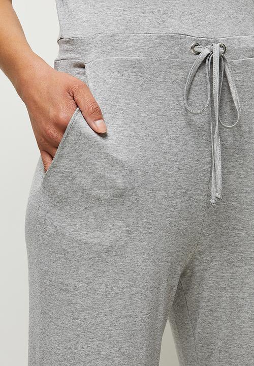 edit - Wide sleeve mock wrap jumpsuit - grey