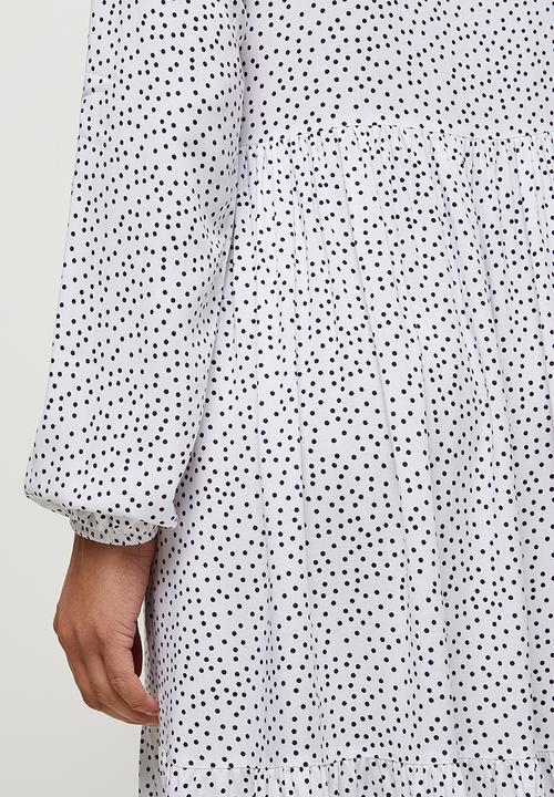 edit - Long sleeve mandarin collar tiered maxi - milk spot