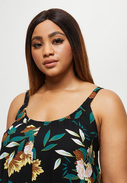 edit Plus - Easy fitting jumpsuit - black ground print