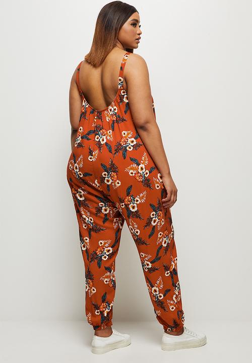 edit Plus - Easy fitting jumpsuit - rust ground print