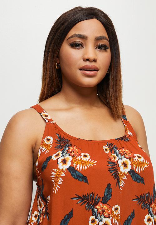 edit Plus - Easy fitting jumpsuit - rust ground print