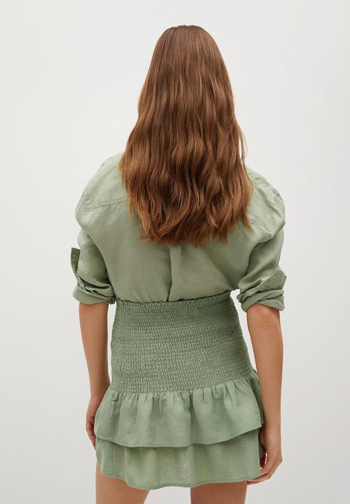 MANGO - Skirt chima - light pastel green