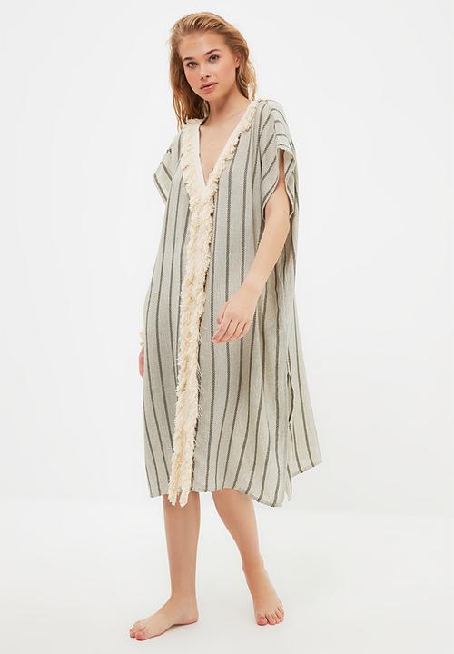 Trendyol - Tassel detailed rustic kimono kaftan - grey