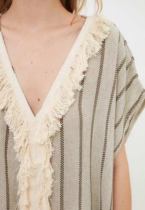Trendyol - Tassel detailed rustic kimono kaftan - grey