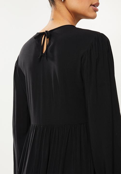Superbalist - Tie balloon sleeve babydoll dress - black