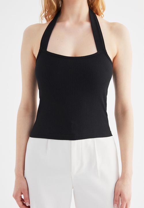 Trendyol - Tie detailed knitted blouse - black