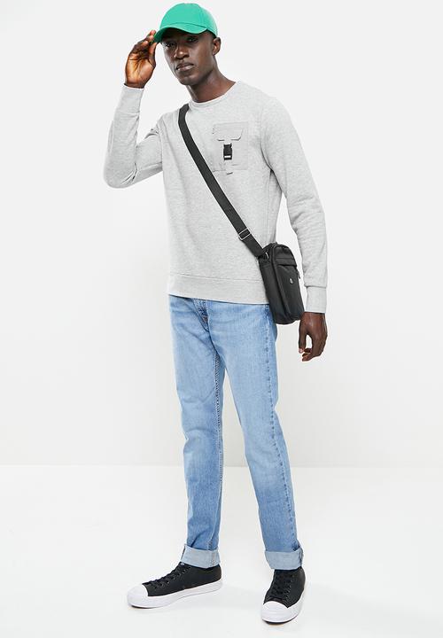 Brave Soul - Kravitz utility sweater - light grey marl