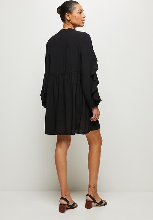 MILLA - Ruffle sleeve mini shirt - black 