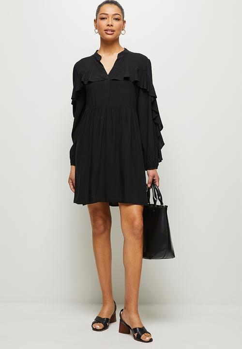MILLA - Ruffle sleeve mini shirt - black 