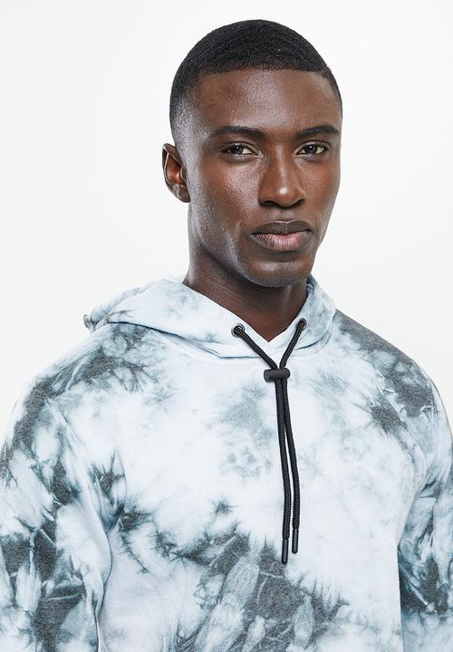 Brave Soul - Splatter tie dye hoodie - black & white 