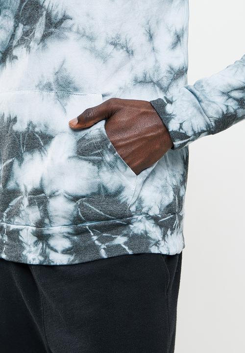 Brave Soul - Splatter tie dye hoodie - black & white 
