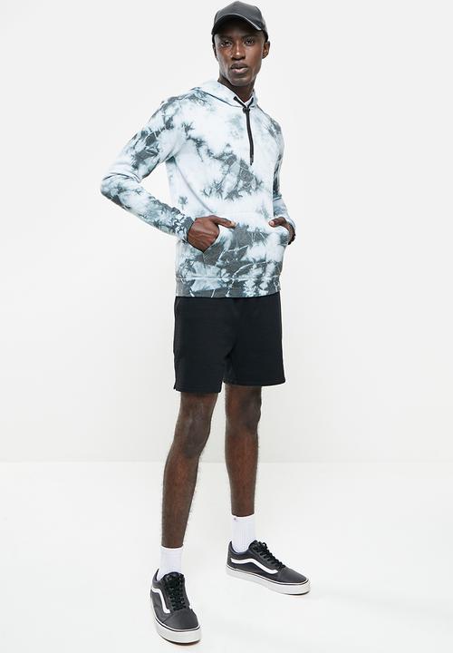 Brave Soul - Splatter tie dye hoodie - black & white 