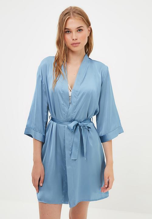 Trendyol - Satin dressing gown - blue