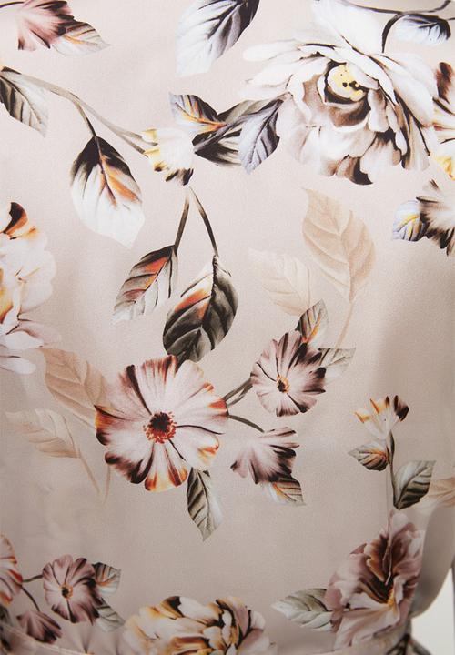 Trendyol - Floral patterned satin dressing gown - neutral