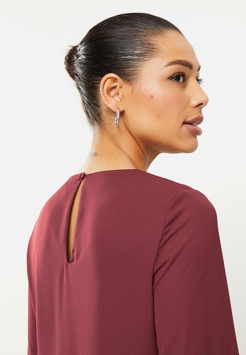 Vero Moda - Dorit long sleeve o-neck top - cabernet