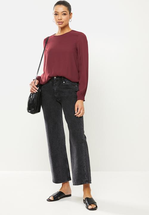 Vero Moda - Dorit long sleeve o-neck top - cabernet
