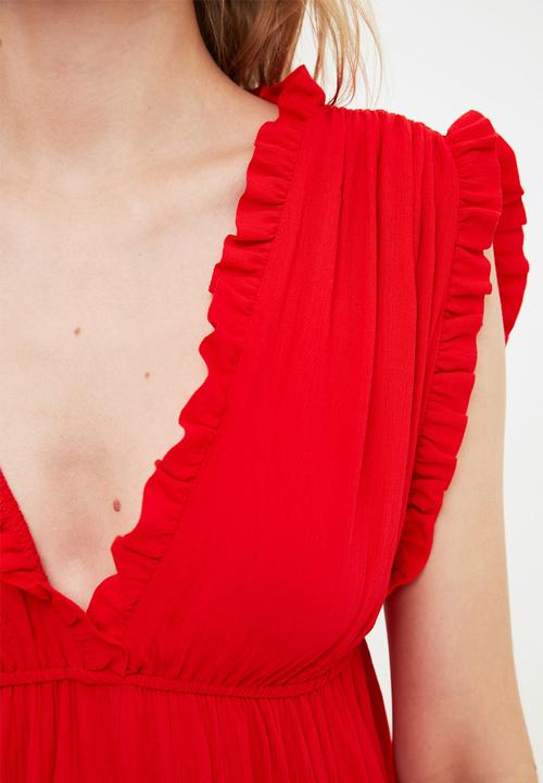 Trendyol - Ruffle detailed beach dress - red