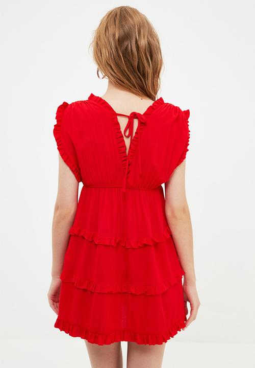 Trendyol - Ruffle detailed beach dress - red