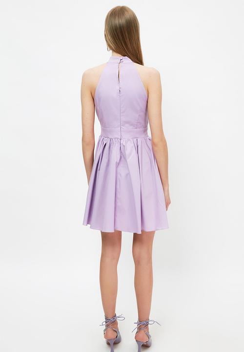 Trendyol - Halter neck ruffle dress - purple