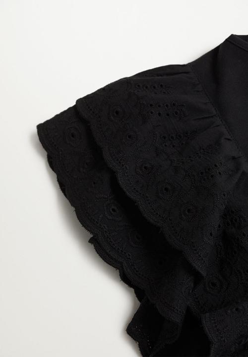 MANGO - T-shirt anis - black