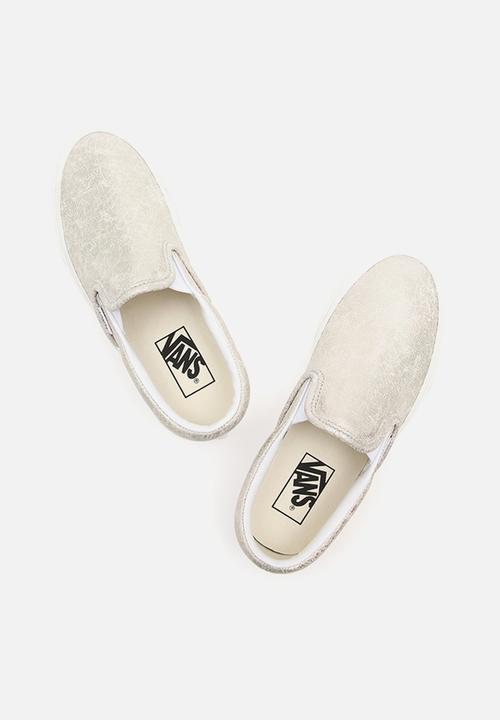 Vans - Classic slip-on - (cracked leather) silver/blanc de blanc
