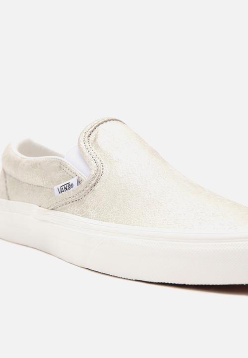 Vans - Classic slip-on - (cracked leather) silver/blanc de blanc