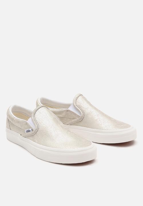 Vans - Classic slip-on - (cracked leather) silver/blanc de blanc