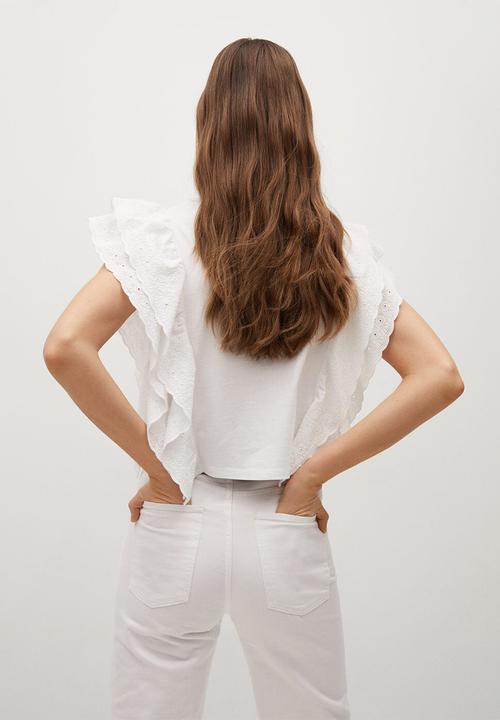 MANGO - T-shirt anis - white