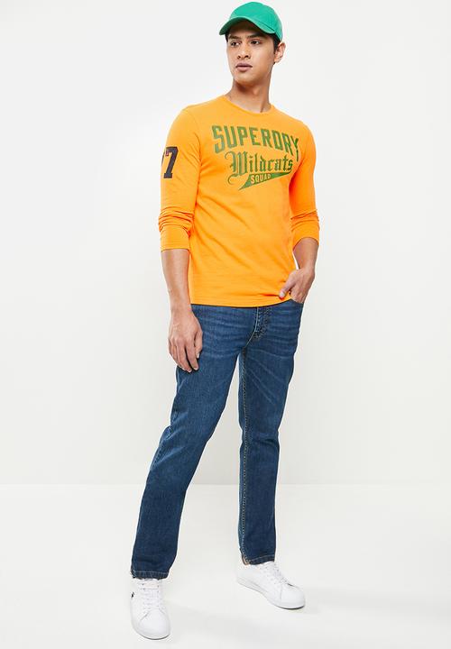 Superdry. - Collegiate graphic long sleeve top - alaska gold