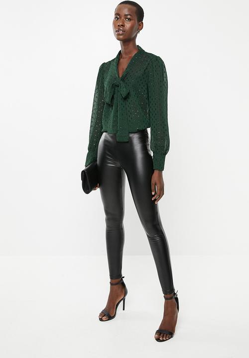 Blake - Pu pull on leggings - black