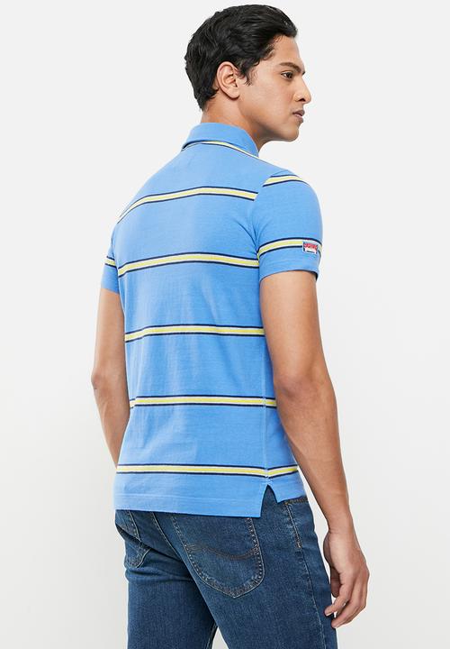 Superdry. - Academy stripe polo - neptune blue stripe