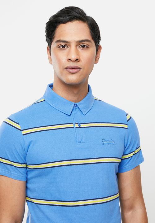 Superdry. - Academy stripe polo - neptune blue stripe