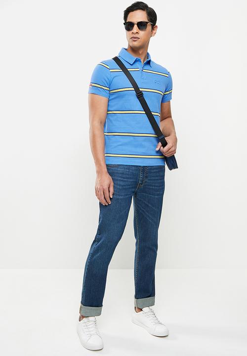 Superdry. - Academy stripe polo - neptune blue stripe