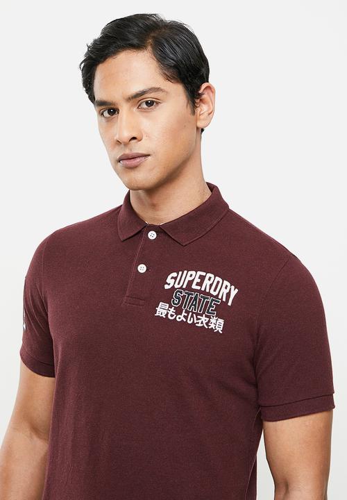 Superdry. - Classic superstate polo - burgundy