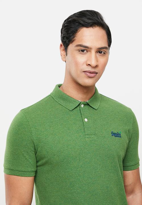Superdry. - Classic pique polo - moss green marl
